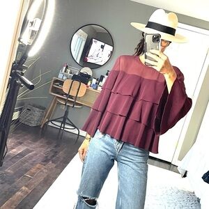 Ella Moss purple layered flowy 3/4 sleeve top size small